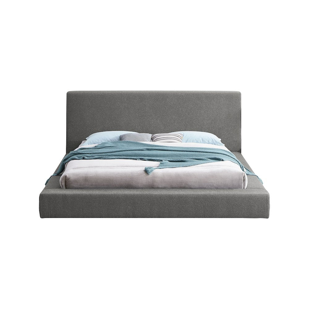 Terra Grey Boucle Fabric King Bed