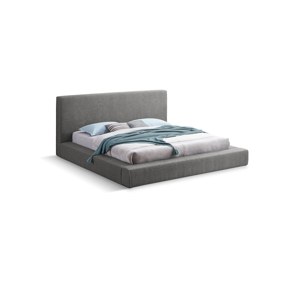 Terra Grey Boucle Fabric Queen Bed