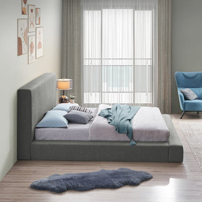 Terra Grey Boucle Fabric Queen Bed