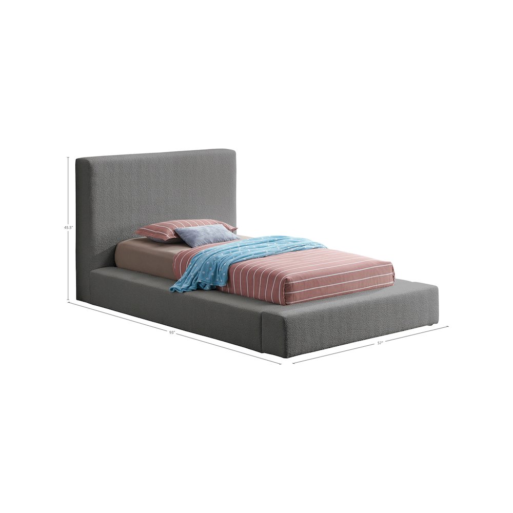 Terra Grey Boucle Fabric Twin Bed