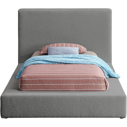 Terra Grey Boucle Fabric Twin Bed