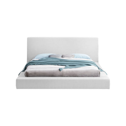 Terra White Boucle Fabric Full Bed