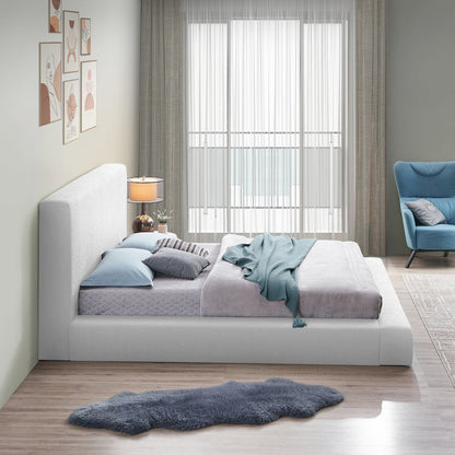 Terra White Boucle Fabric Full Bed