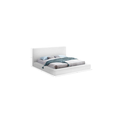 Terra White Boucle Fabric King Bed