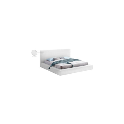 Terra White Boucle Fabric King Bed
