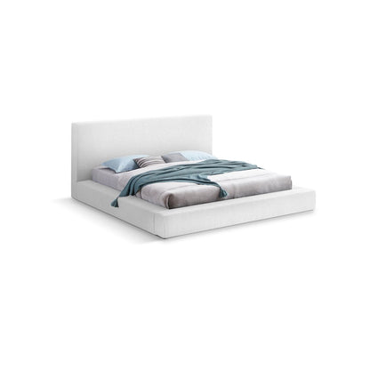 Terra White Boucle Fabric King Bed