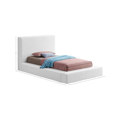 Terra White Boucle Fabric Twin Bed