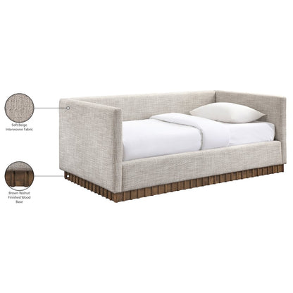 Teva Beige Linen Textured Fabric Upholstered Twin Daybed
