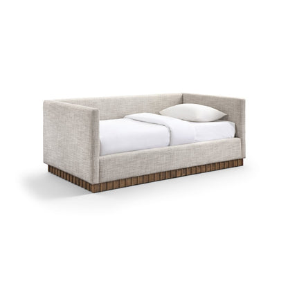 Teva Beige Linen Textured Fabric Upholstered Twin Daybed