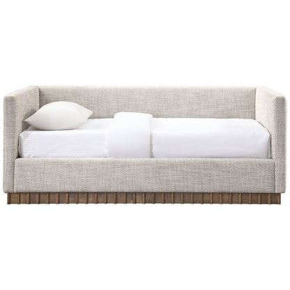 Teva Beige Linen Textured Fabric Upholstered Twin Daybed
