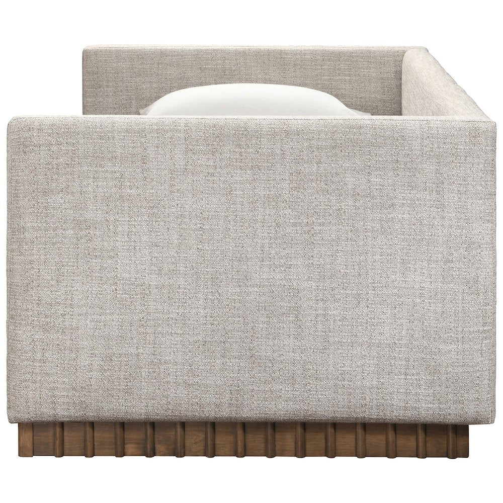 Teva Beige Linen Textured Fabric Upholstered Twin Daybed
