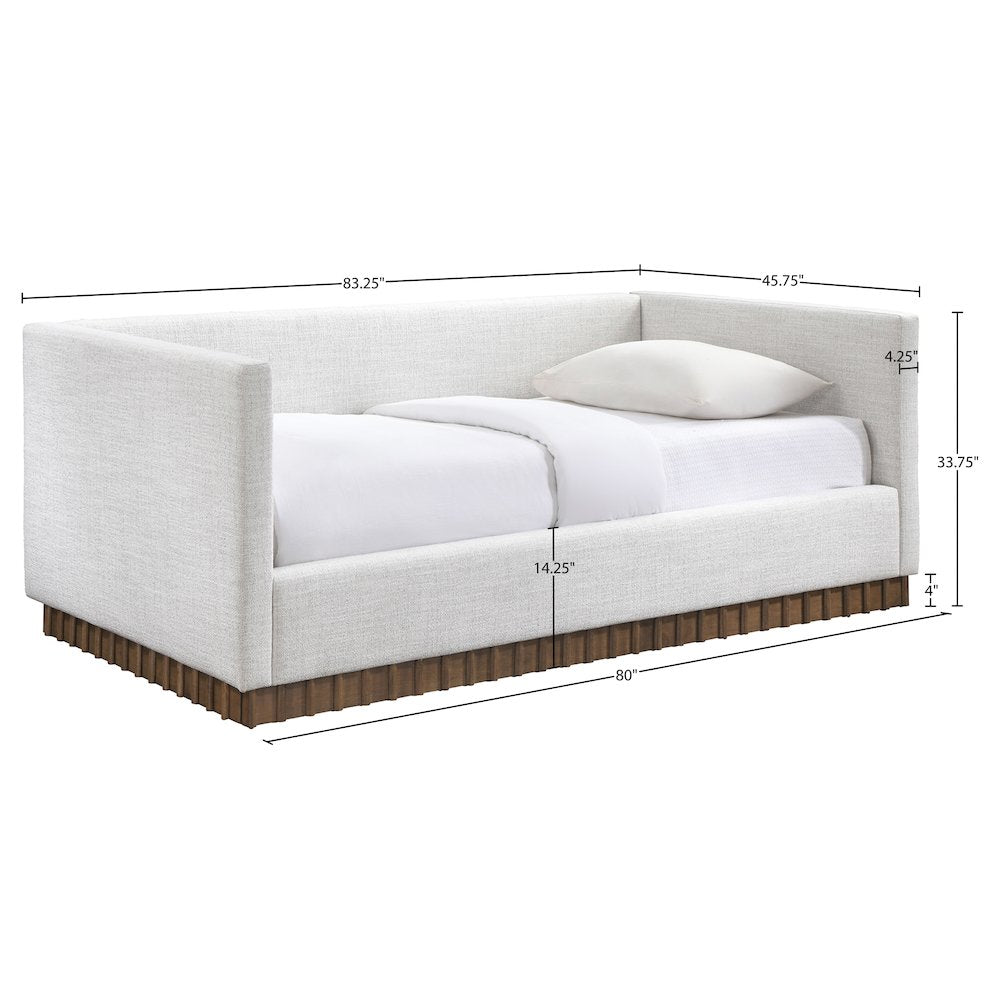 Teva Cream Linen Textured Fabric Upholstered Twin Daybed