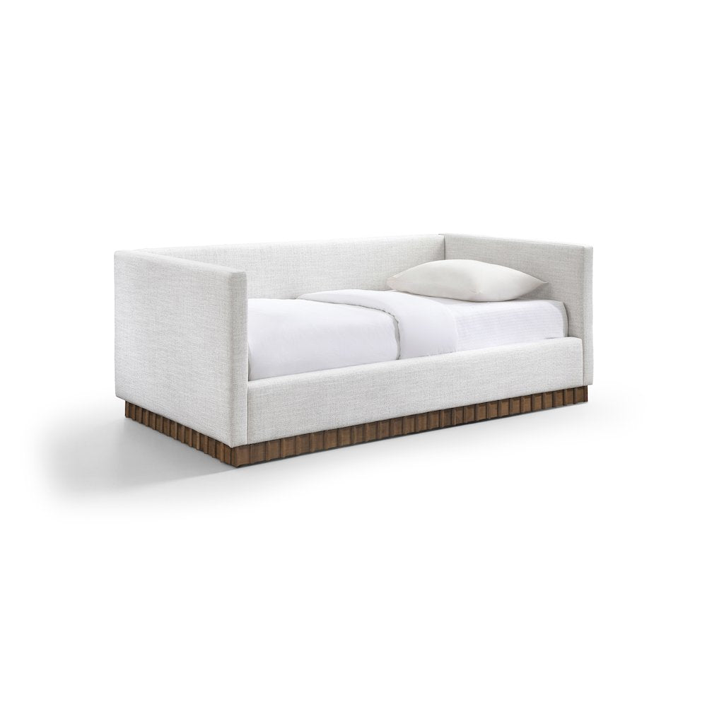 Teva Cream Linen Textured Fabric Upholstered Twin Daybed