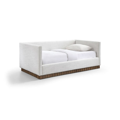 Teva Cream Linen Textured Fabric Upholstered Twin Daybed