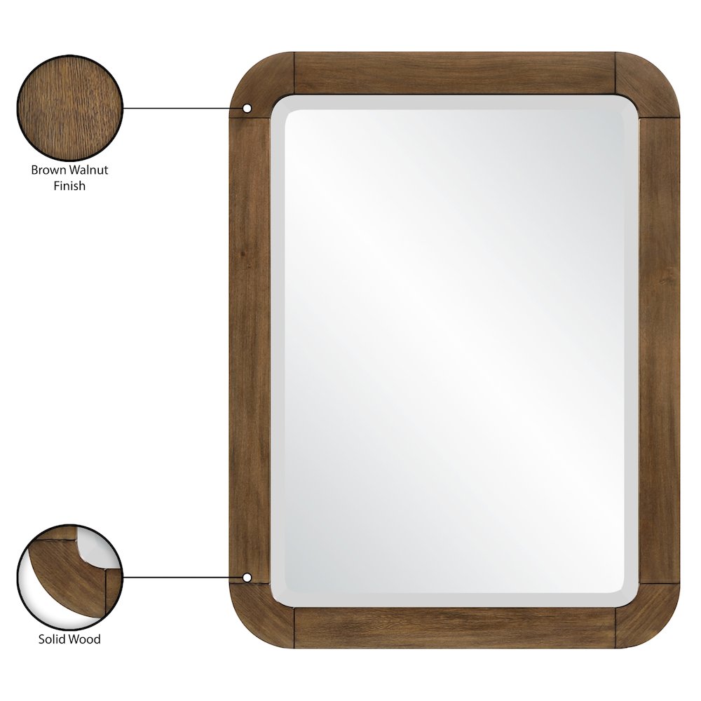 Tiberio Brown Solid Wood Mirror