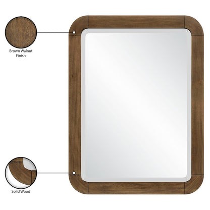 Tiberio Brown Solid Wood Mirror
