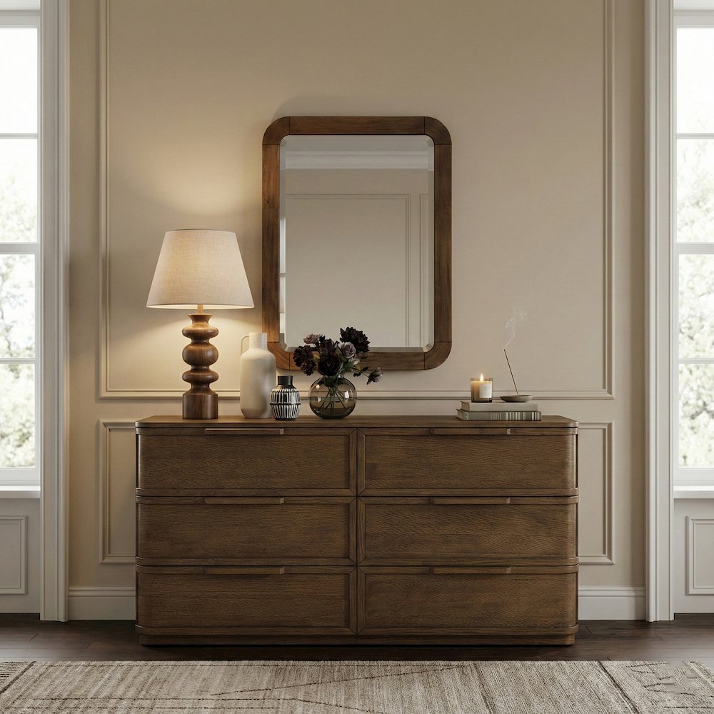 Tiberio Brown Solid Wood Mirror