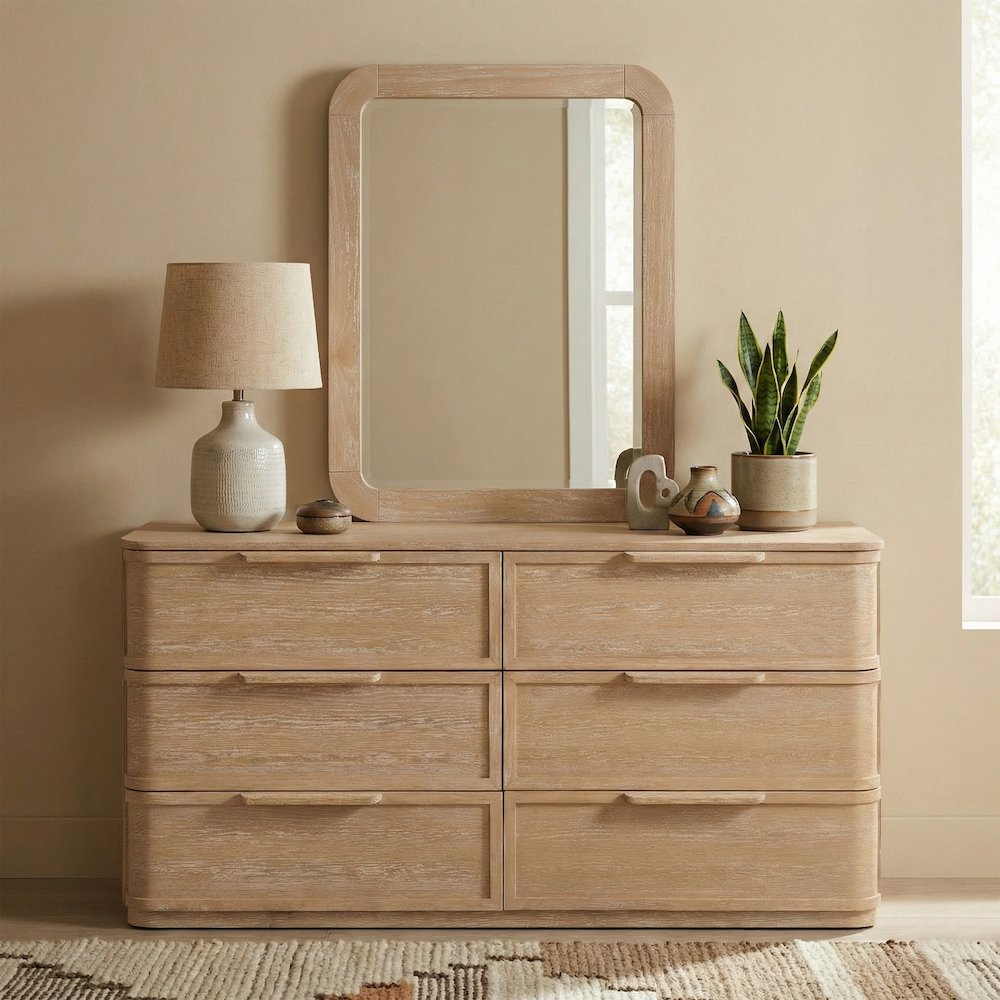 Tiberio Natural Solid Wood Mirror