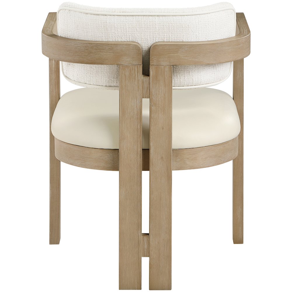 Ravina Cream Vegan Leather and Linen Fabric Upholstered Dining Chair, Set of 2