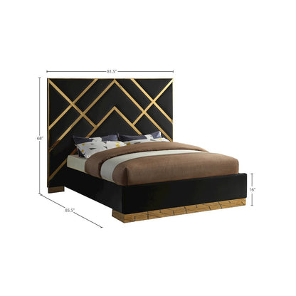 Vector Black Velvet Queen Bed