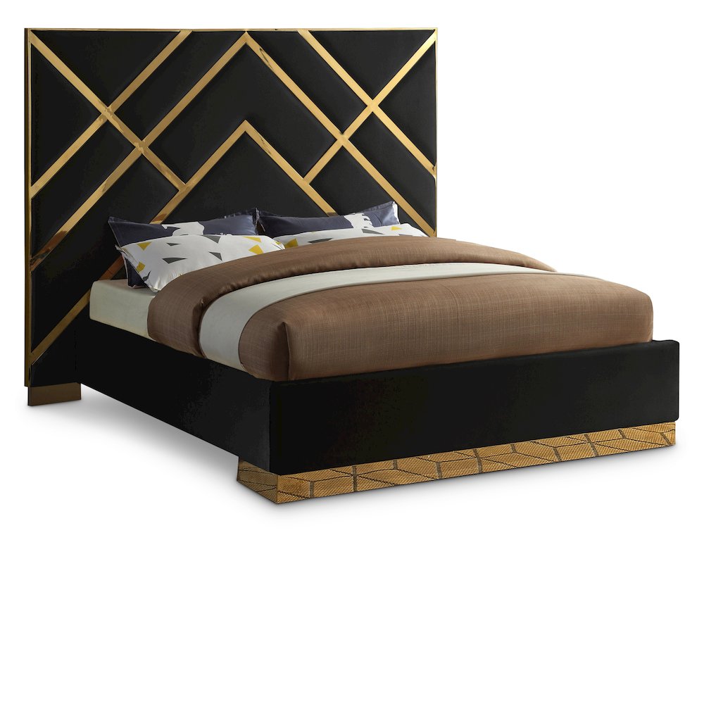 Vector Black Velvet Queen Bed
