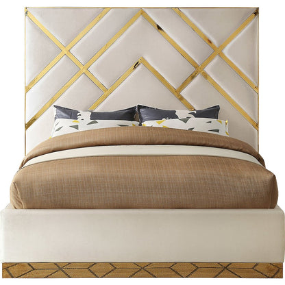 Vector Cream Velvet King Bed