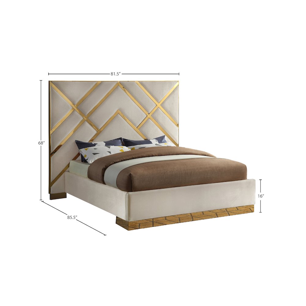Vector Cream Velvet Queen Bed