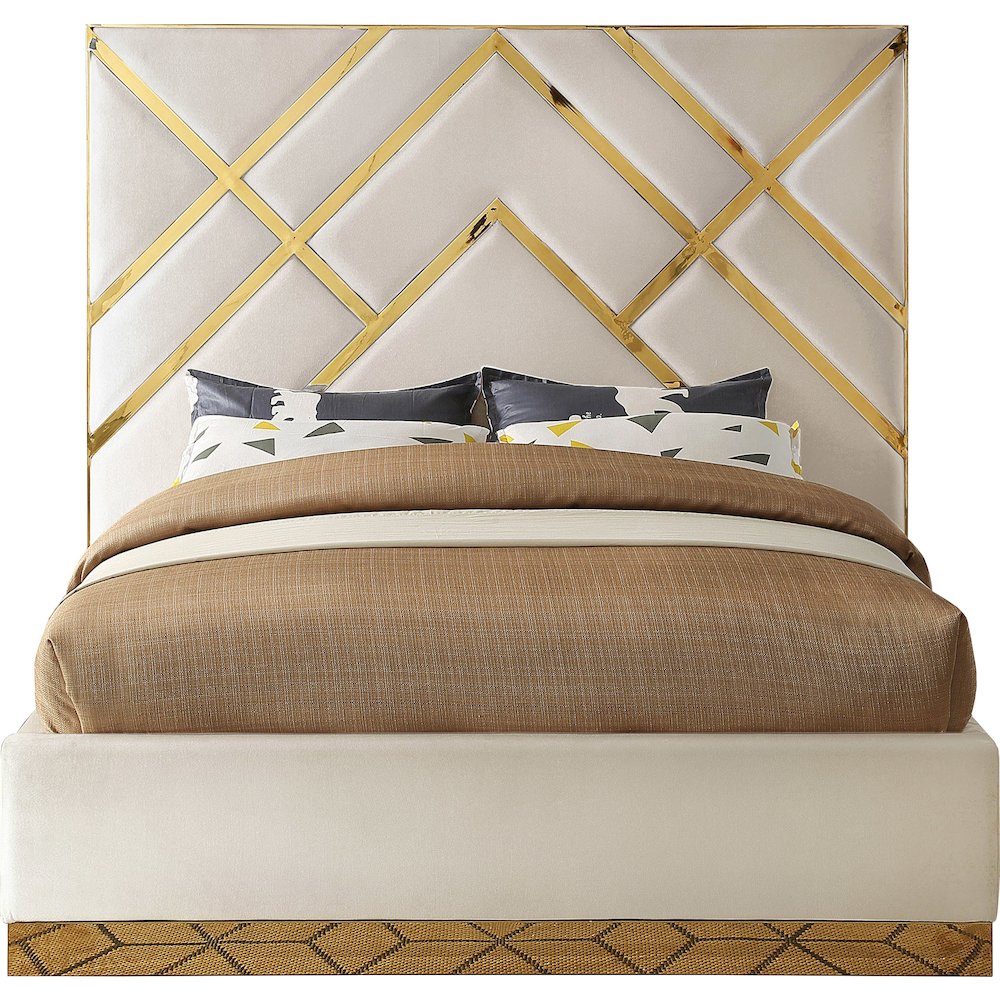 Vector Cream Velvet Queen Bed