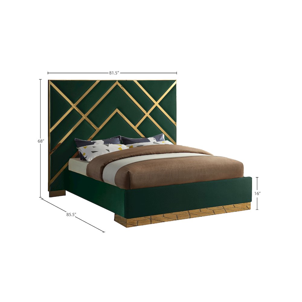 Vector Green Velvet Queen Bed