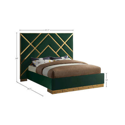 Vector Green Velvet Queen Bed