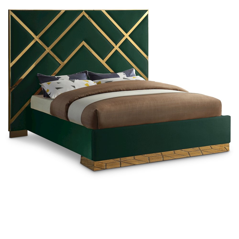 Vector Green Velvet Queen Bed