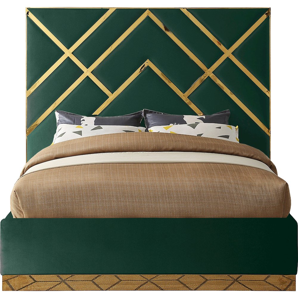 Vector Green Velvet Queen Bed