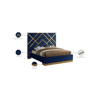 Vector Navy Velvet Queen Bed