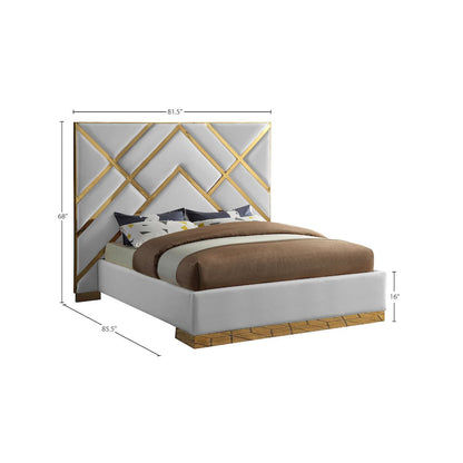 Vector White Vegan Leather Queen Bed