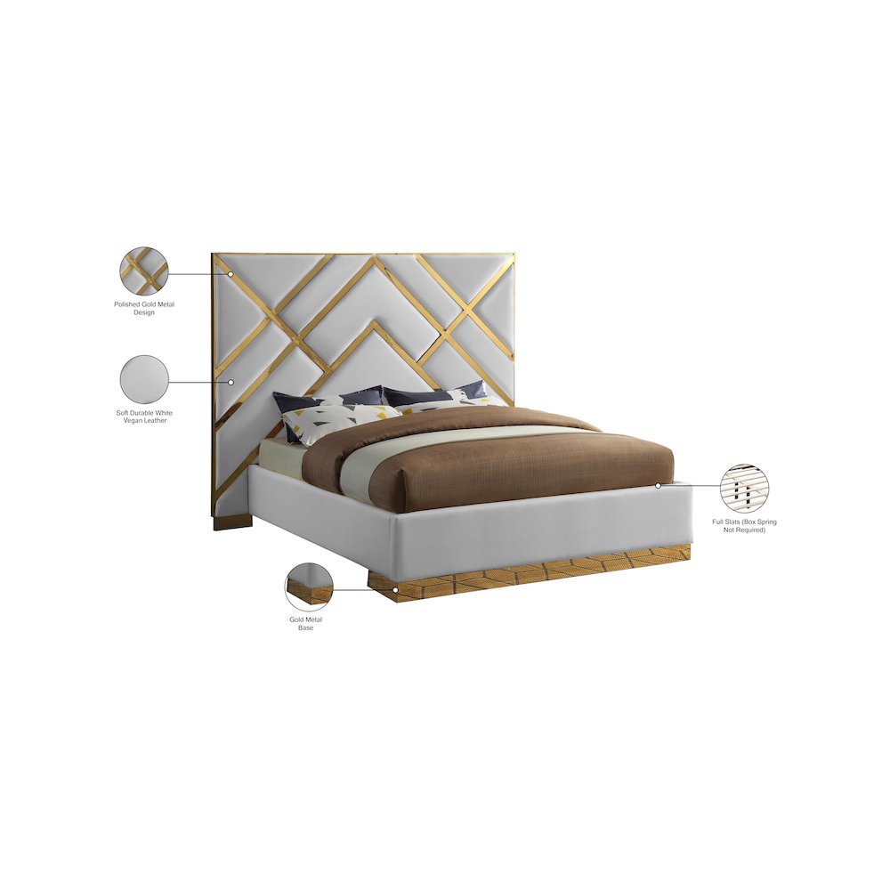 Vector White Vegan Leather Queen Bed
