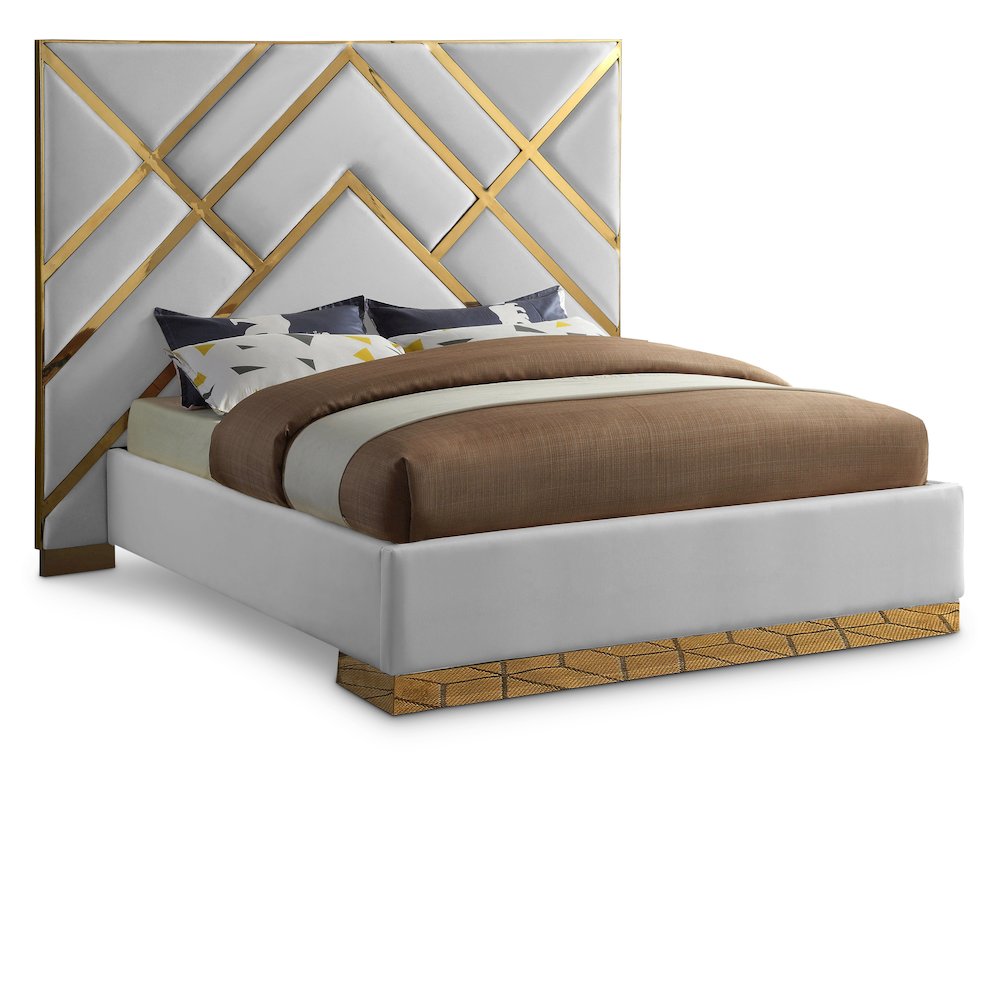 Vector White Vegan Leather Queen Bed