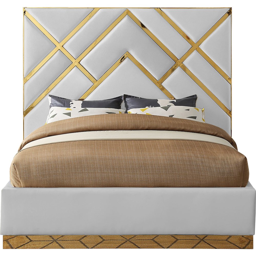 Vector White Vegan Leather Queen Bed