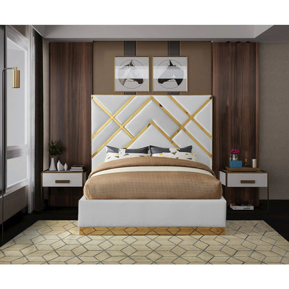 Vector White Vegan Leather Queen Bed