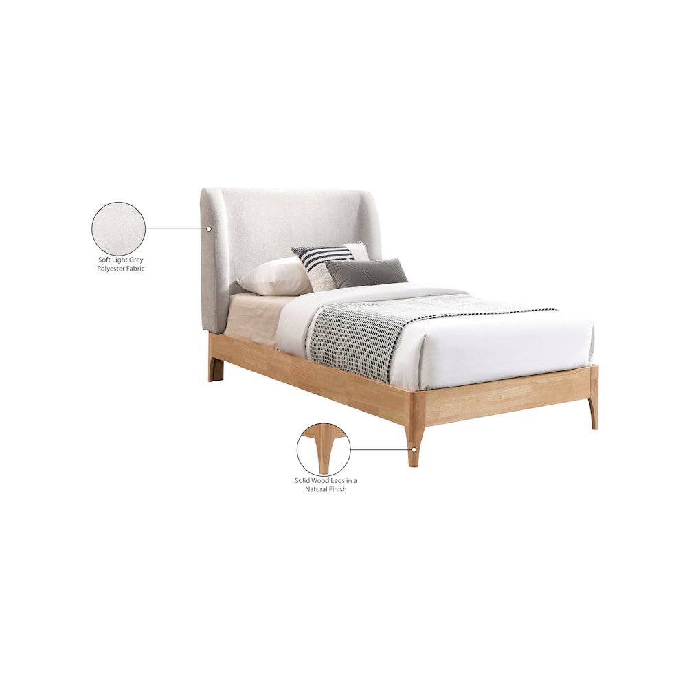 Ventura Grey Polyester Fabric Twin Bed