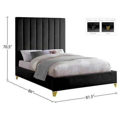 Via Black Velvet King Bed