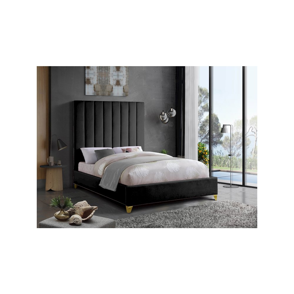 Via Black Velvet King Bed
