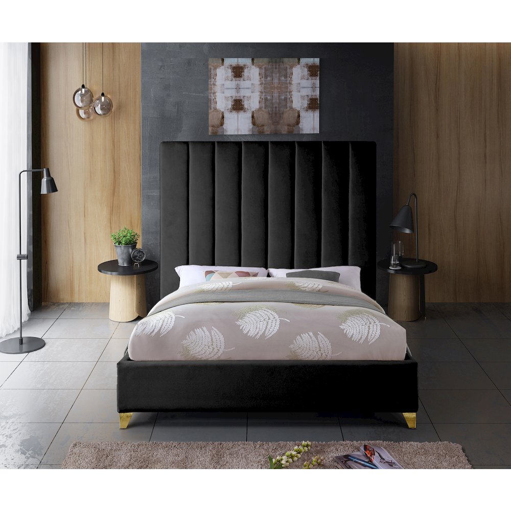 Via Black Velvet King Bed