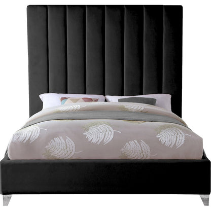 Via Black Velvet Queen Bed