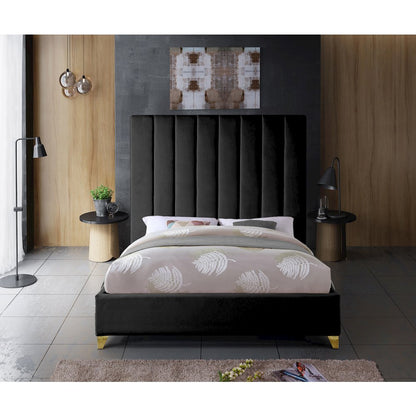 Via Black Velvet Queen Bed