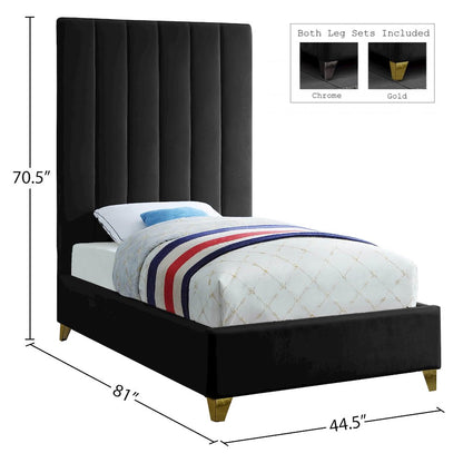 Via Black Velvet Twin Bed