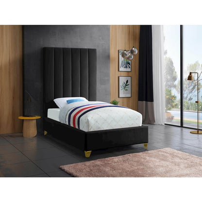 Via Black Velvet Twin Bed