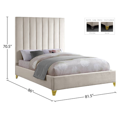 Via Cream Velvet King Bed