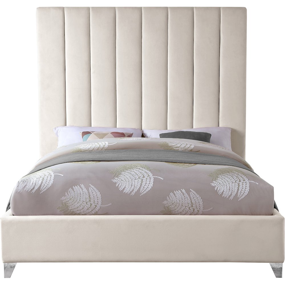 Via Cream Velvet King Bed