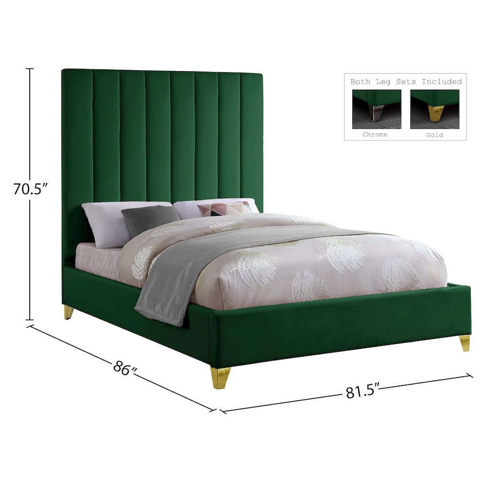 Via Green Velvet King Bed