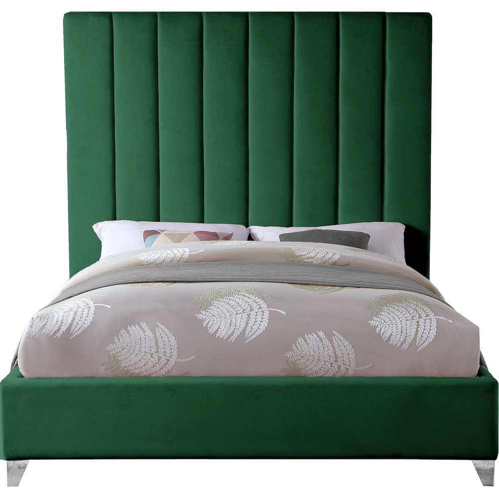 Via Green Velvet King Bed